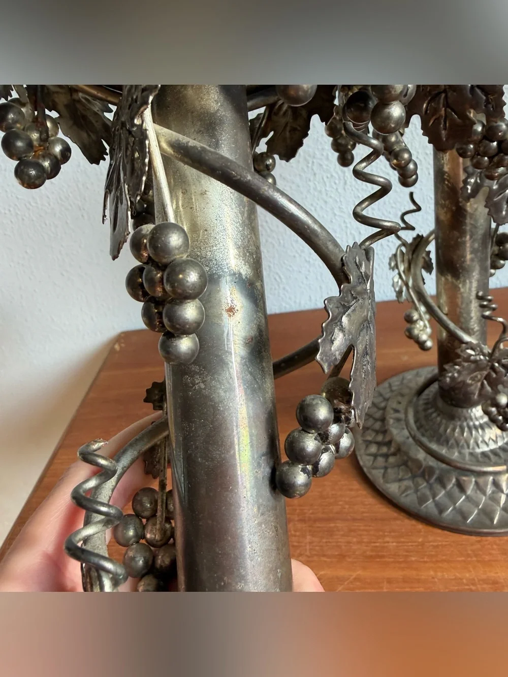 Vintage Studio Silversmiths Ornate Taper/Pillar Candle Holder Grapevine Gothic
